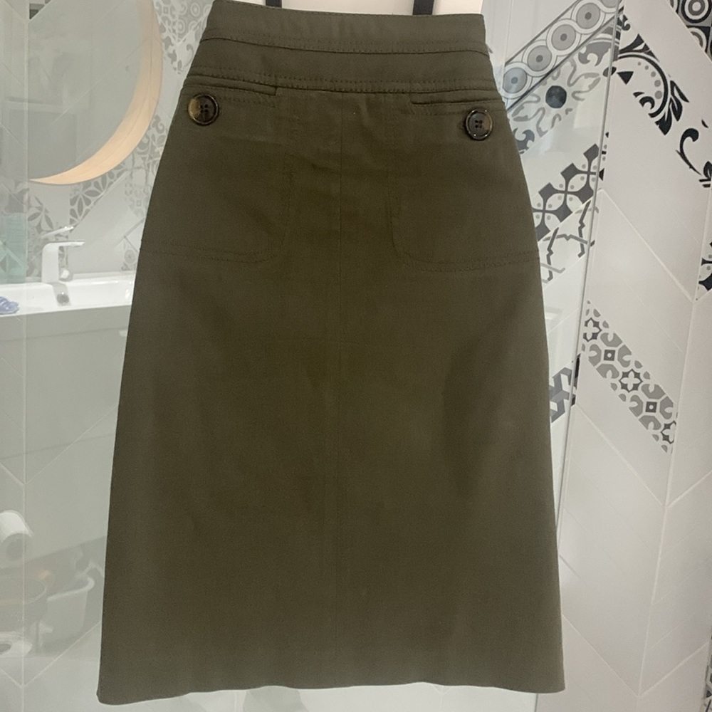 Like 🆕Bianca Nygard Vintage Army Green Cotton Blend Mini Skirt - Picture 4 of 13